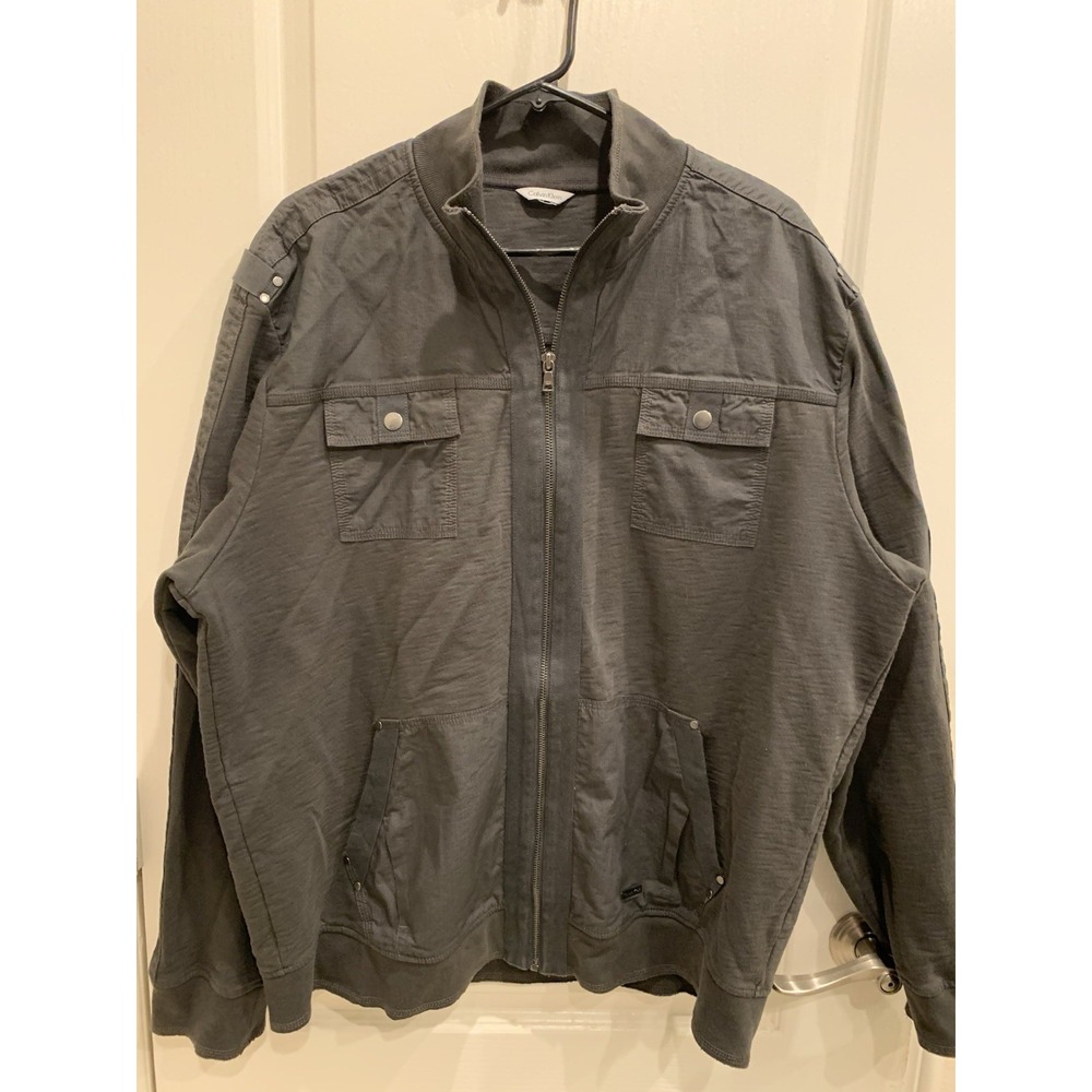 Calvin Klein Black Jacket Men Knitted Pockets Zipper See Pictures‎